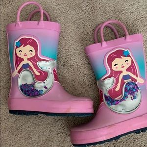 Toddler Rainboots with glitter mermaids